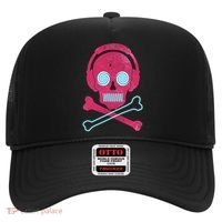Cool Retro Neon Headphones Skull Music Lover Hat thumb 0