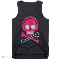 Cool Retro Neon Headphones Skull Music Lover Tank Top thumb 0