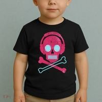 Cool Retro Neon Headphones Skull Music Lover Toddler T-Shirt thumb 2
