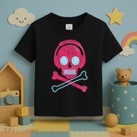 Cool Retro Neon Headphones Skull Music Lover Toddler T-Shirt thumb 3