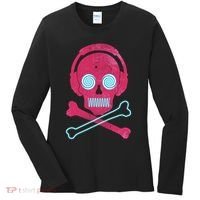Cool Retro Neon Headphones Skull Music Lover Women's Long Sleeve Shirt thumb 0