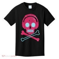 Cool Retro Neon Headphones Skull Music Lover Kids T-Shirt thumb 0