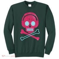 Cool Retro Neon Headphones Skull Music Lover Sweatshirt thumb 0
