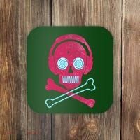 Cool Retro Neon Headphones Skull Music Lover Coaster thumb 0