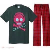Cool Retro Neon Headphones Skull Music Lover Pajama Set thumb 0