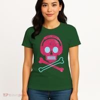 Cool Retro Neon Headphones Skull Music Lover Women's T-Shirt thumb 4
