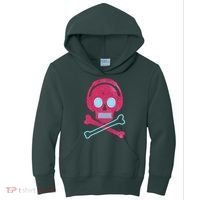 Cool Retro Neon Headphones Skull Music Lover Kids Hoodie thumb 0