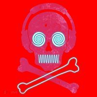 Cool Retro Neon Headphones Skull Music Lover Santa Hat thumb 1
