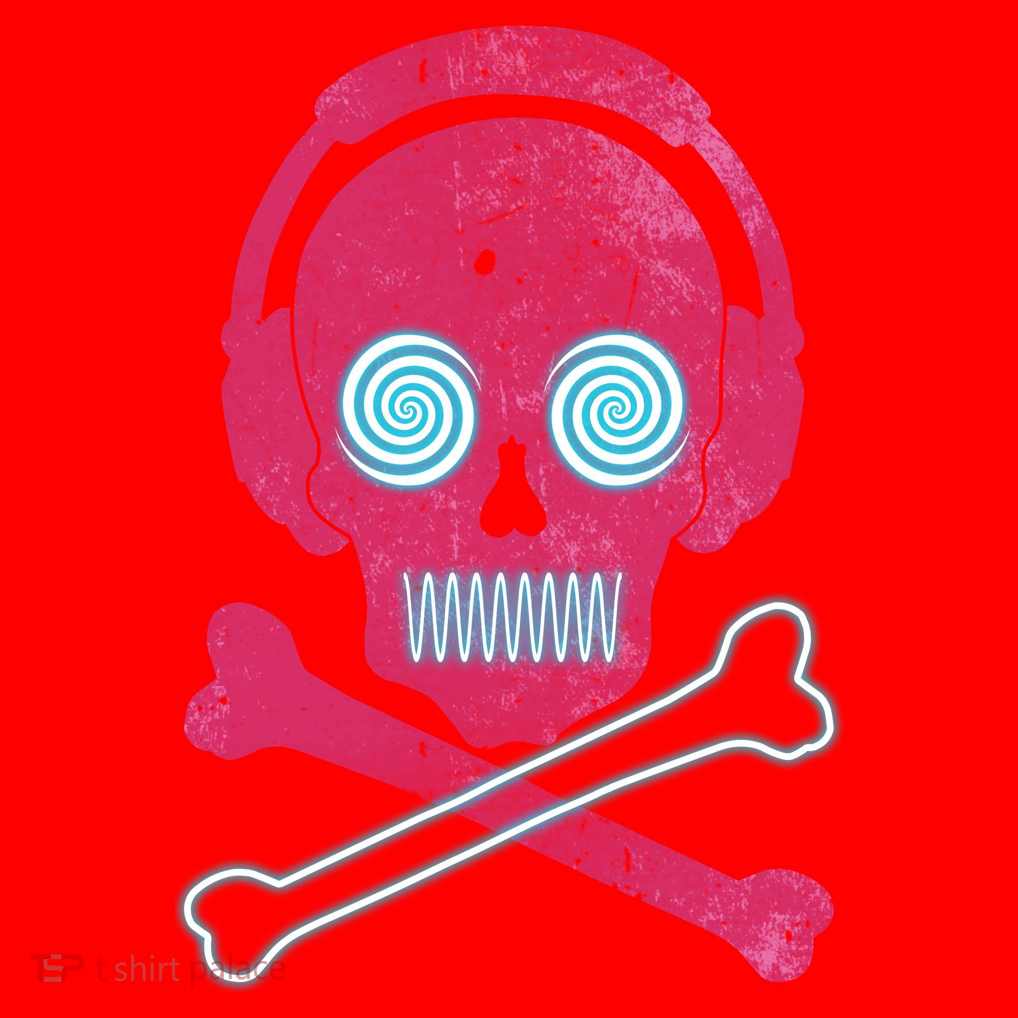 Cool Retro Neon Headphones Skull Music Lover Santa Hat