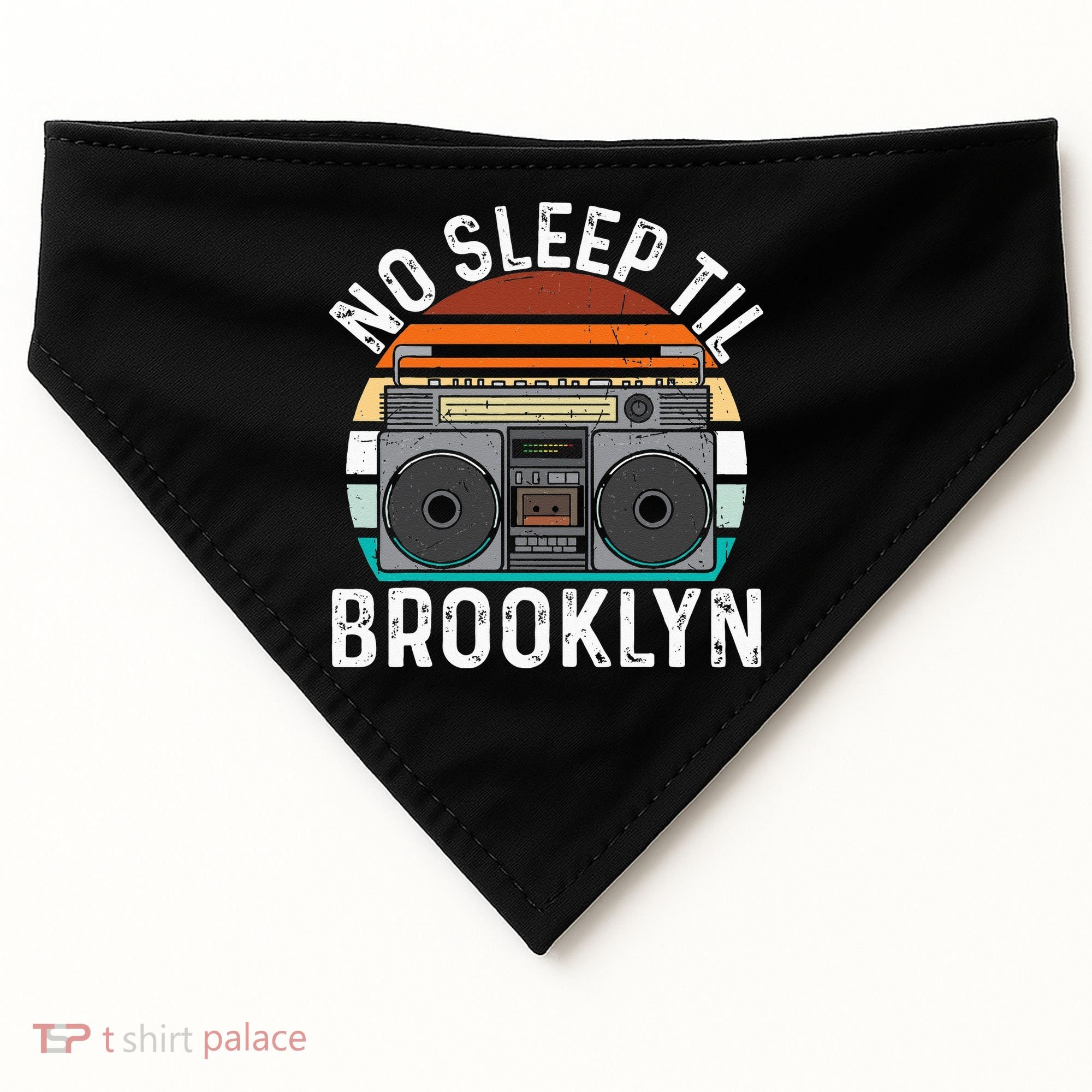 Cool Retro No Sleep Til Brooklyn Old School Portable Stereo USA-Made Doggie Bandana