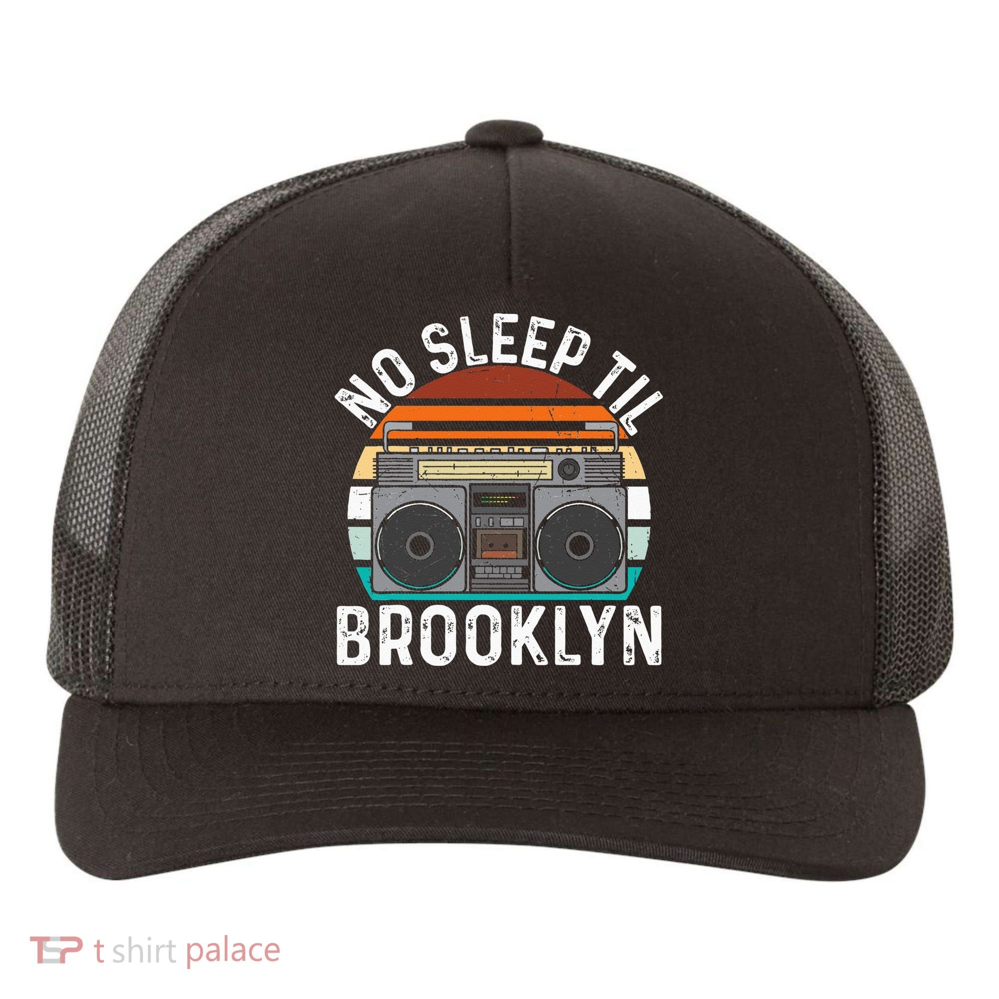 Cool Retro No Sleep Til Brooklyn Old School Portable Stereo Yupoong Adult 5-Panel Trucker Hat