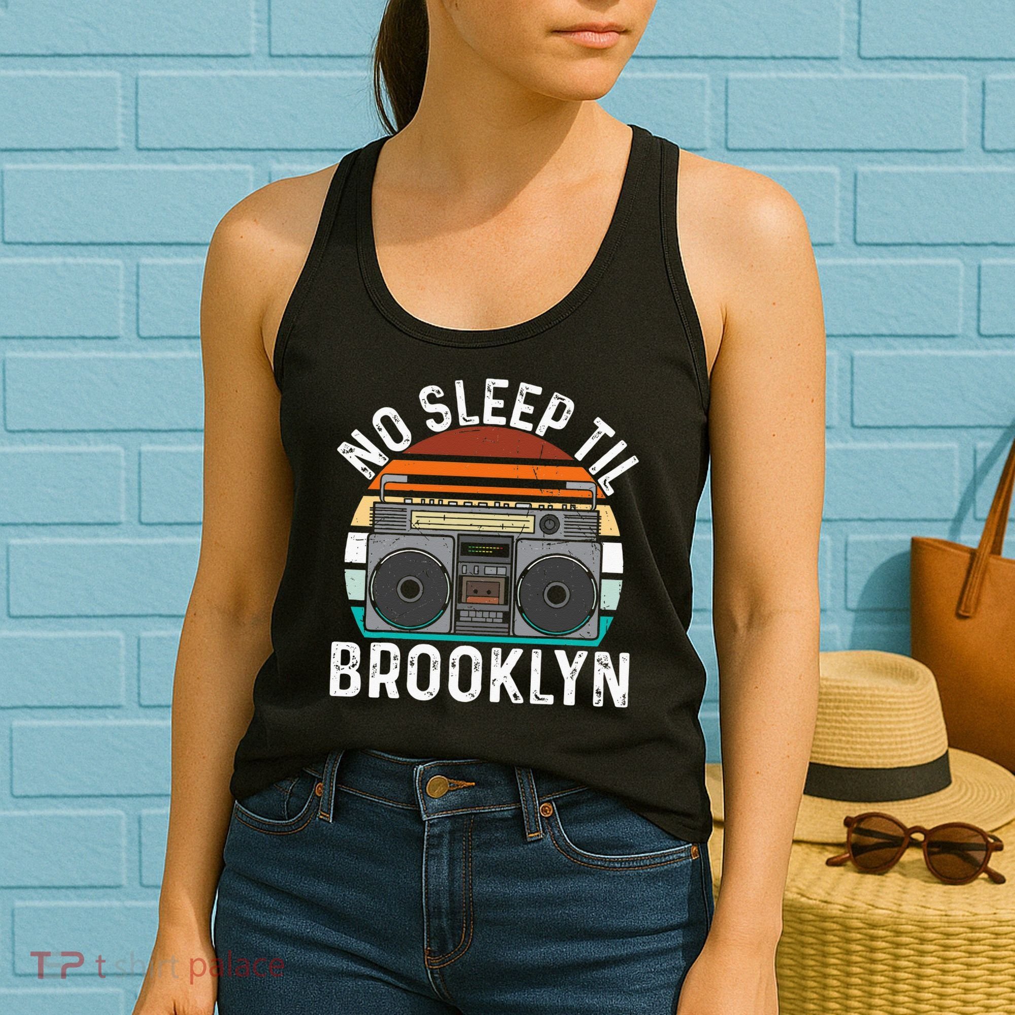 Cool Retro No Sleep Til Brooklyn Old School Portable Stereo Women's Tank Top