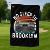 Cool Retro No Sleep Til Brooklyn Old School Portable Stereo Golf Towel thumb 1