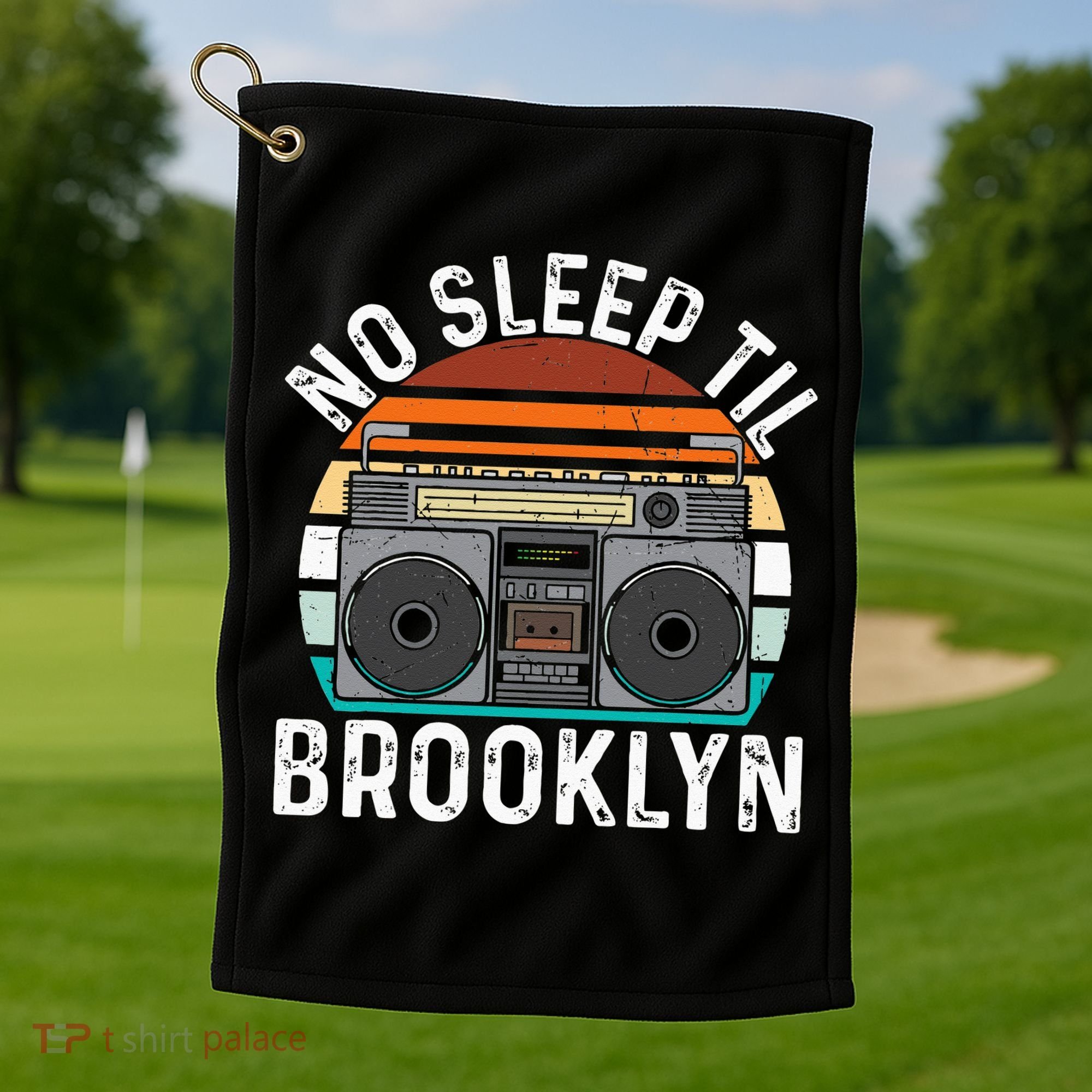 Cool Retro No Sleep Til Brooklyn Old School Portable Stereo Golf Towel