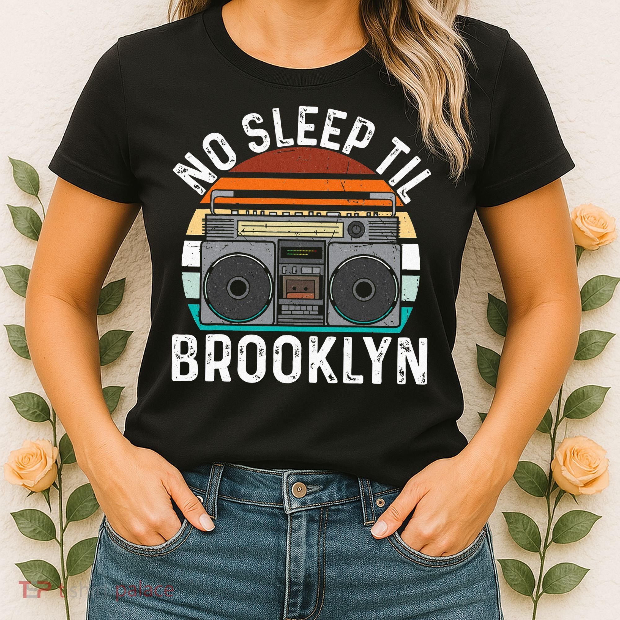 Cool Retro No Sleep Til Brooklyn Old School Portable Stereo Women's T-Shirt
