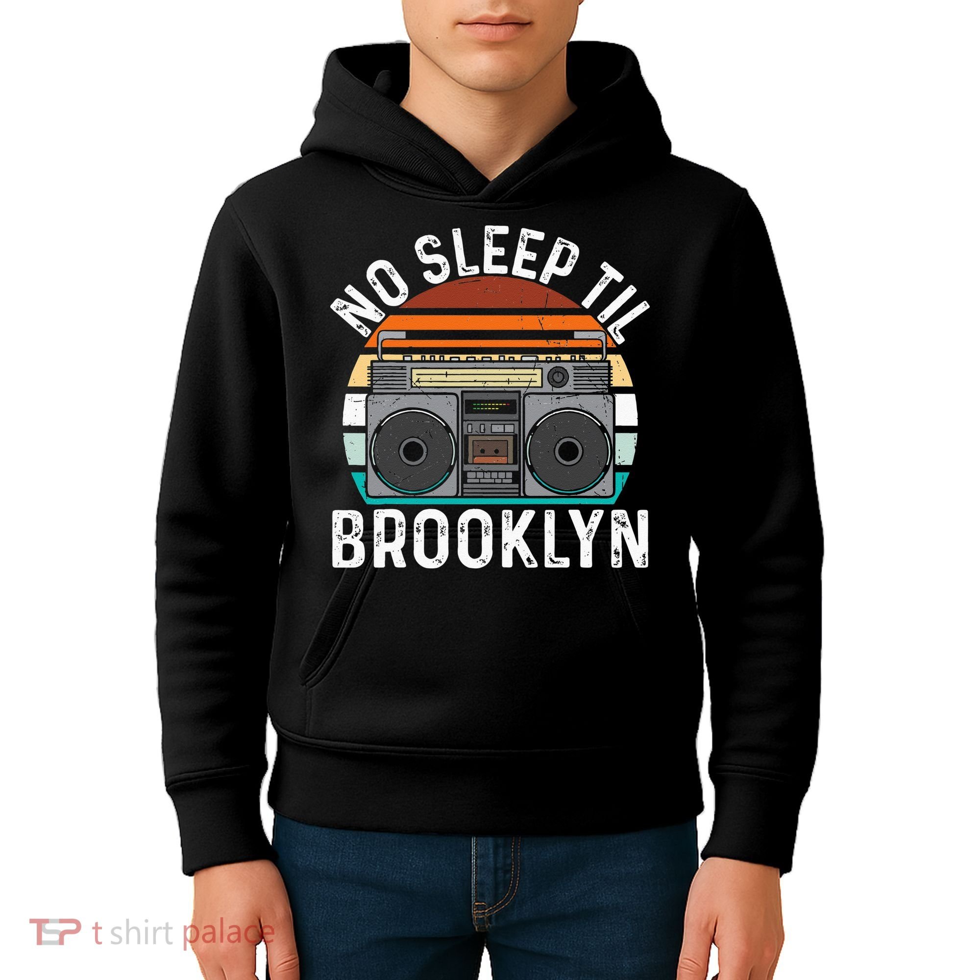 Cool Retro No Sleep Til Brooklyn Old School Portable Stereo Kids Hoodie