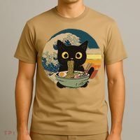 Cat Ramen Noodles Cat Japanese Kawaii Cat Japan Anime Cat T-Shirt thumb 3