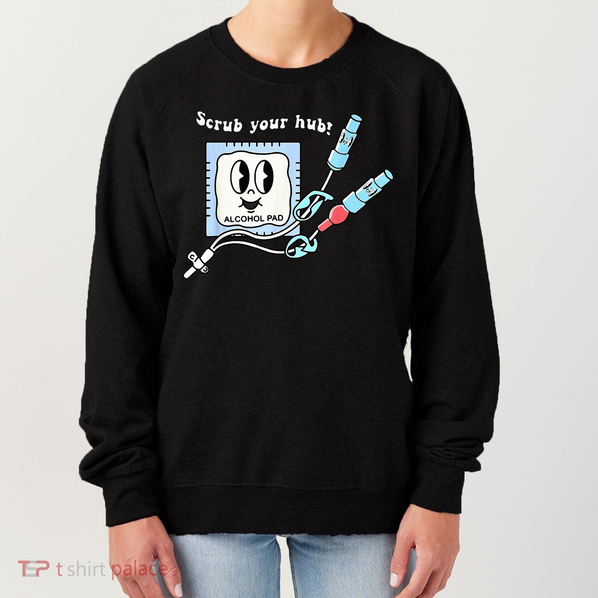 Cute Retro Nurse Scrub Your Hub Funny Peds ER Icu Rn Student Women's Sweatshirt