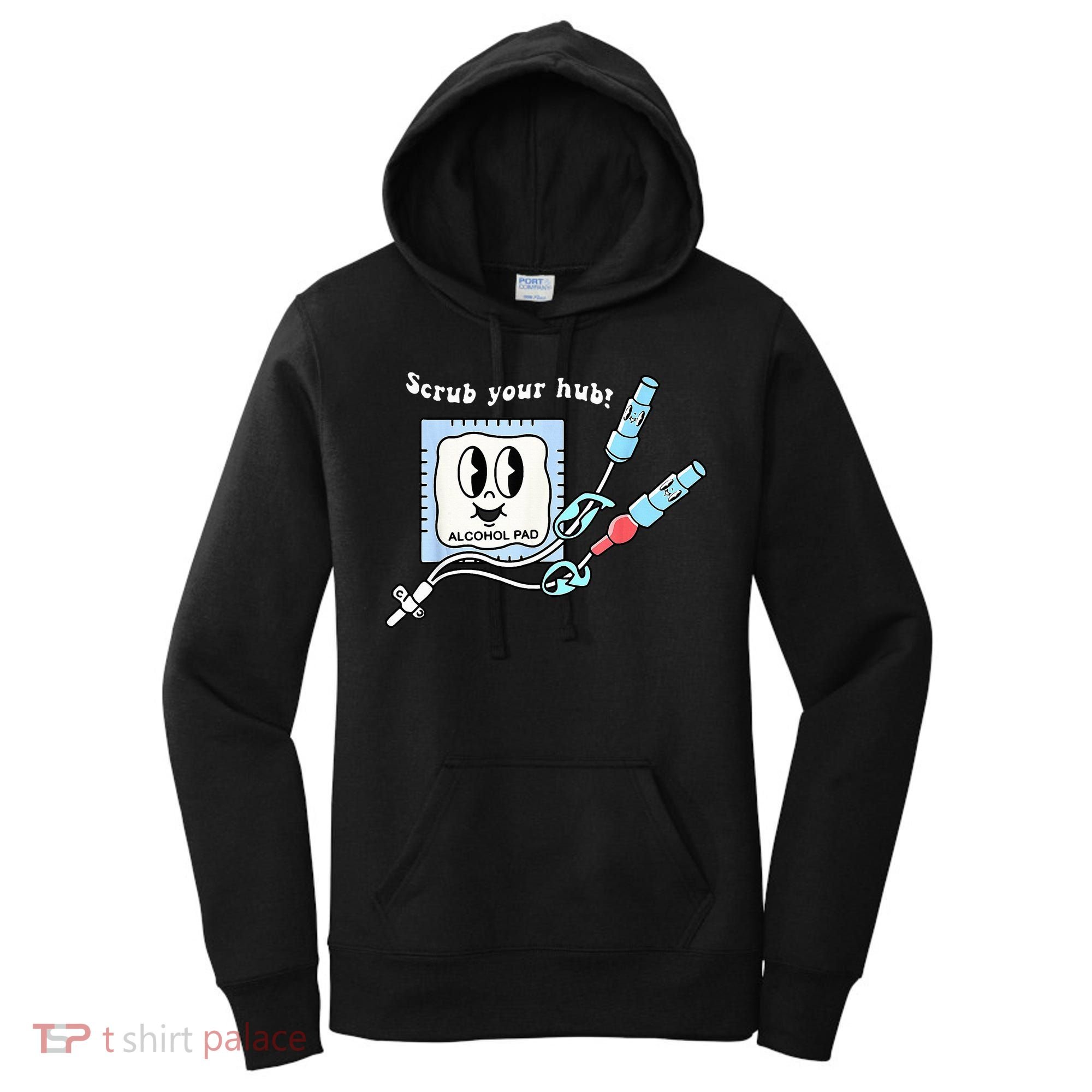 Cute Retro Nurse Scrub Your Hub Funny Peds ER Icu Rn Student Women's Hoodie