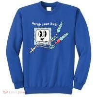 Cute Retro Nurse Scrub Your Hub Funny Peds ER Icu Rn Student Sweatshirt thumb 0