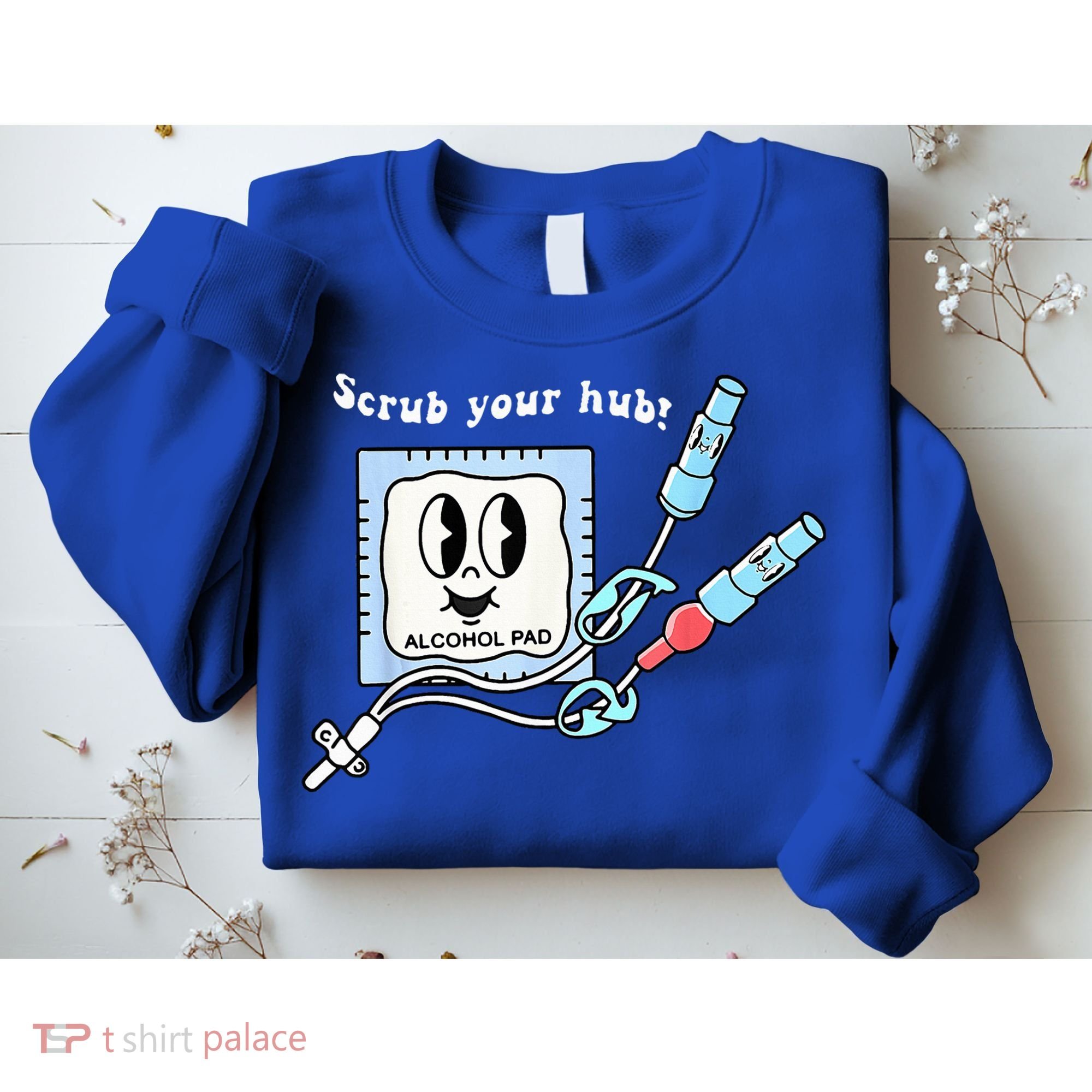 Cute Retro Nurse Scrub Your Hub Funny Peds ER Icu Rn Student Sweatshirt