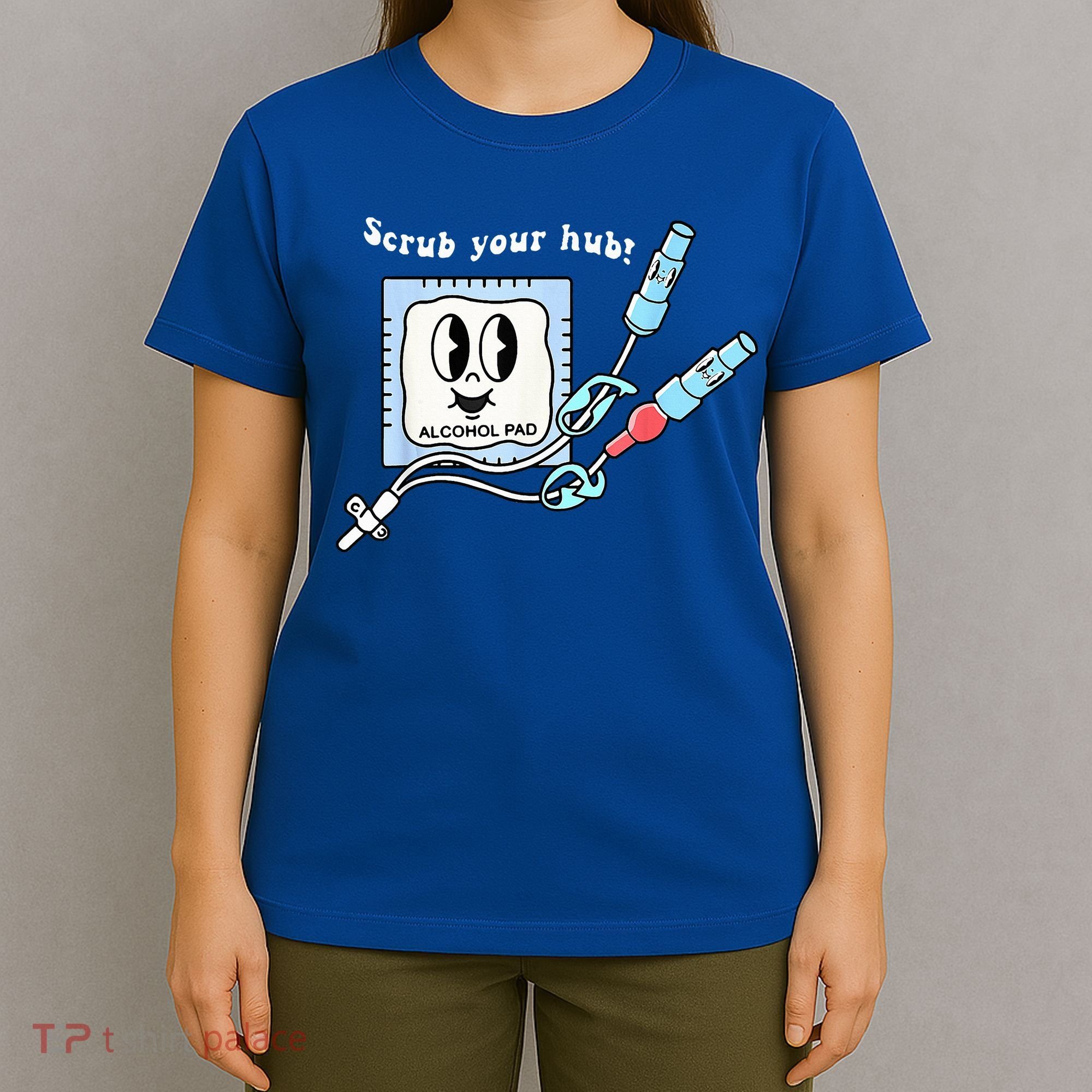 Cute Retro Nurse Scrub Your Hub Funny Peds ER Icu Rn Student T-Shirt