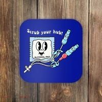 Cute Retro Nurse Scrub Your Hub Funny Peds ER Icu Rn Student Coaster thumb 0