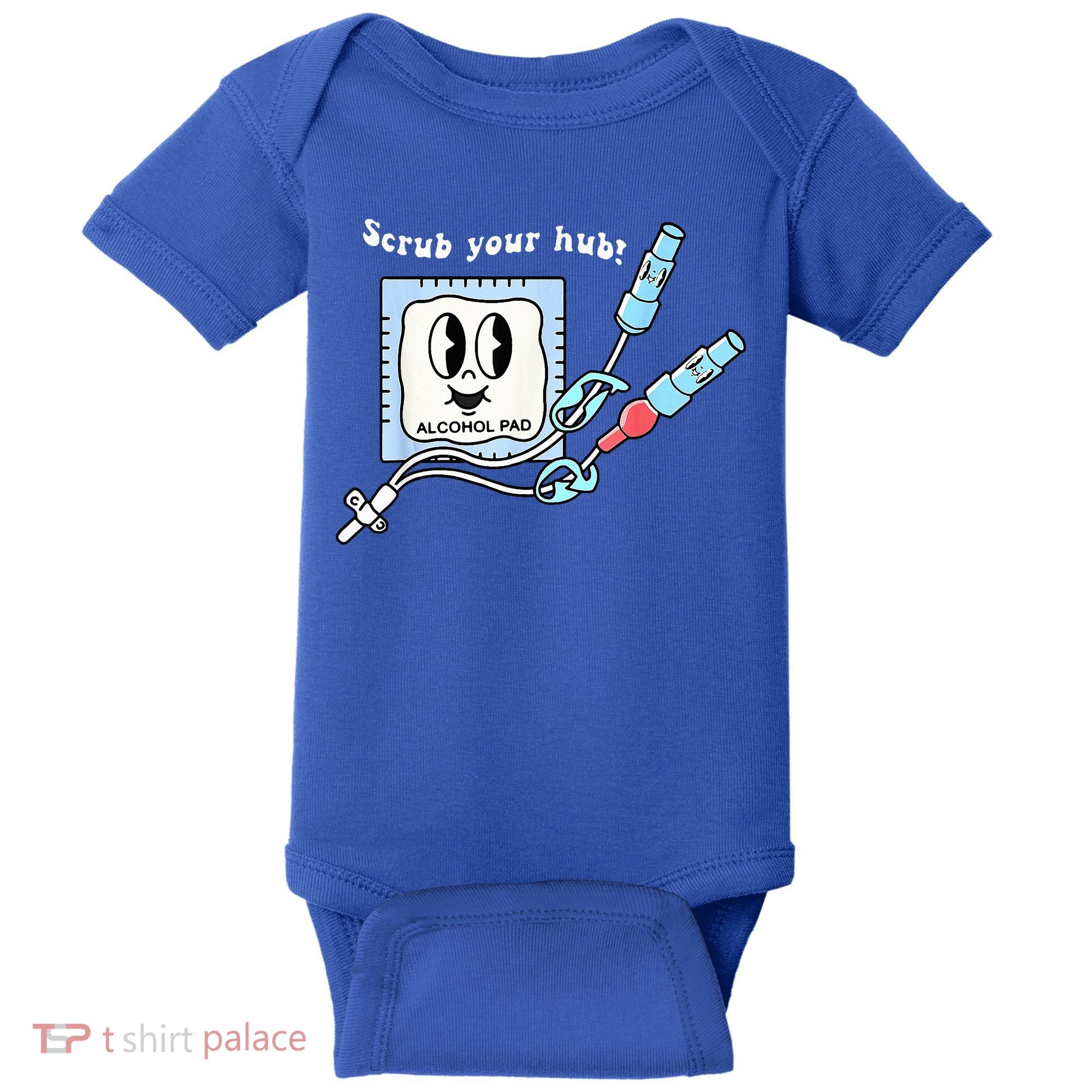 Cute Retro Nurse Scrub Your Hub Funny Peds ER Icu Rn Student Baby Bodysuit