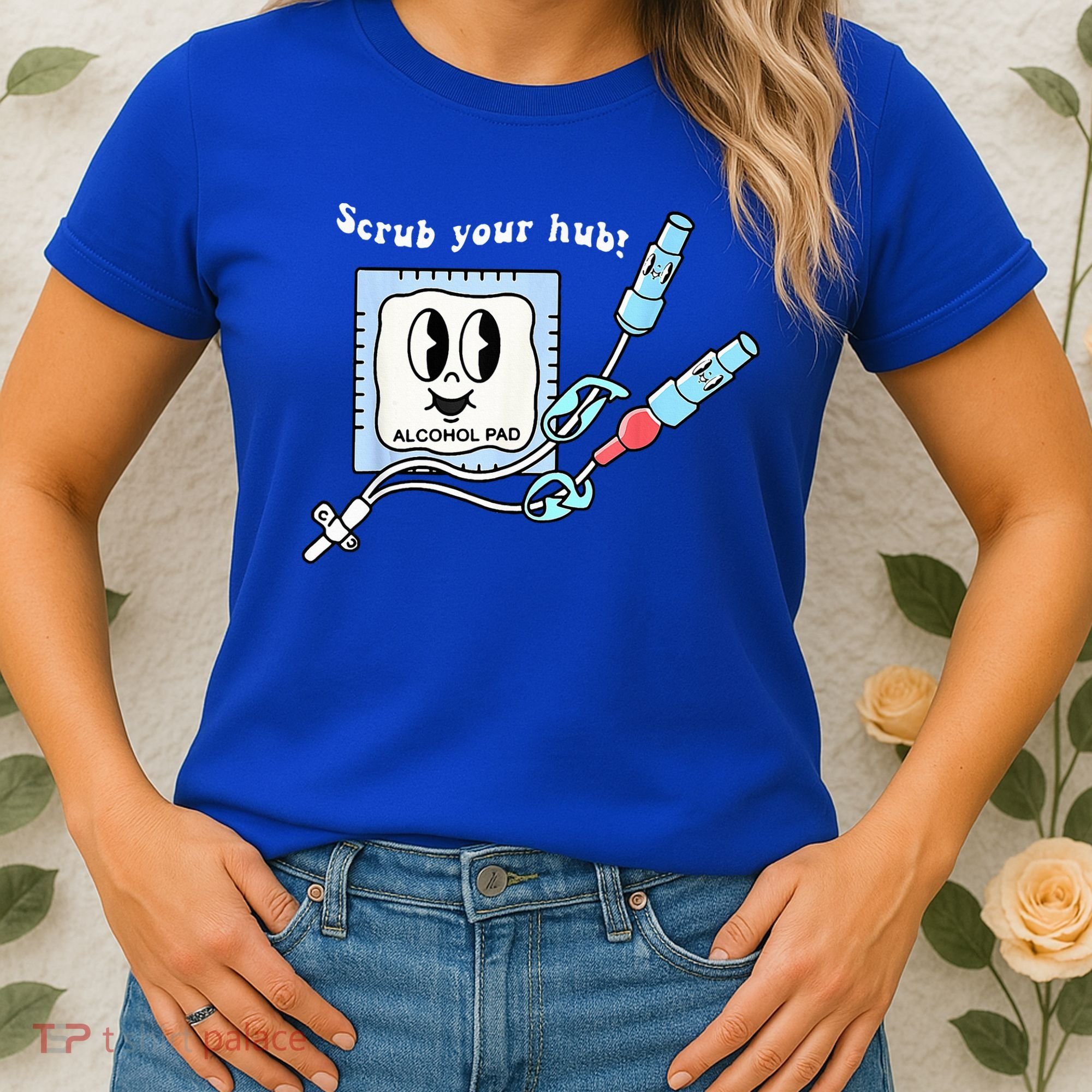 Cute Retro Nurse Scrub Your Hub Funny Peds ER Icu Rn Student Women's T-Shirt