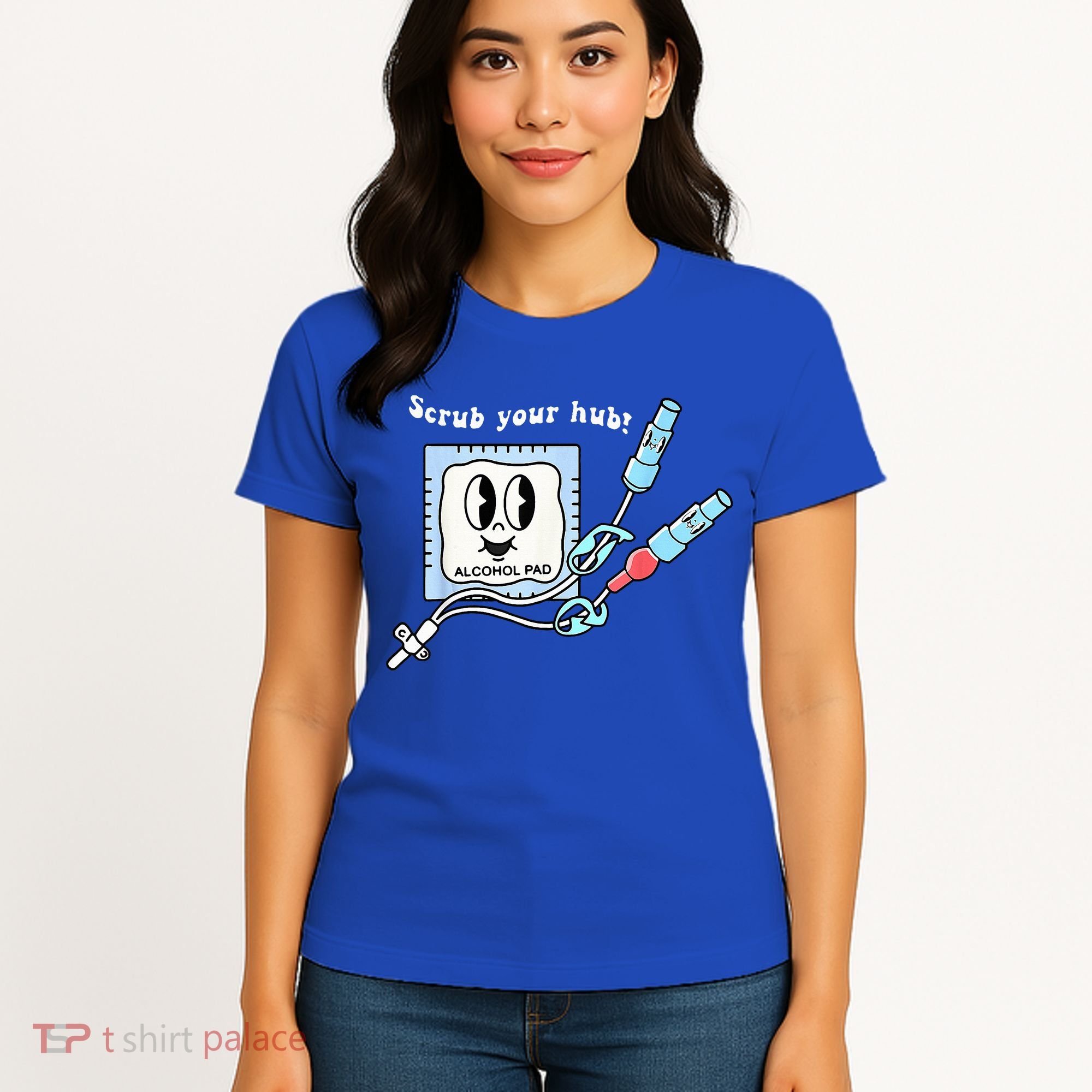 Cute Retro Nurse Scrub Your Hub Funny Peds ER Icu Rn Student Women's T-Shirt