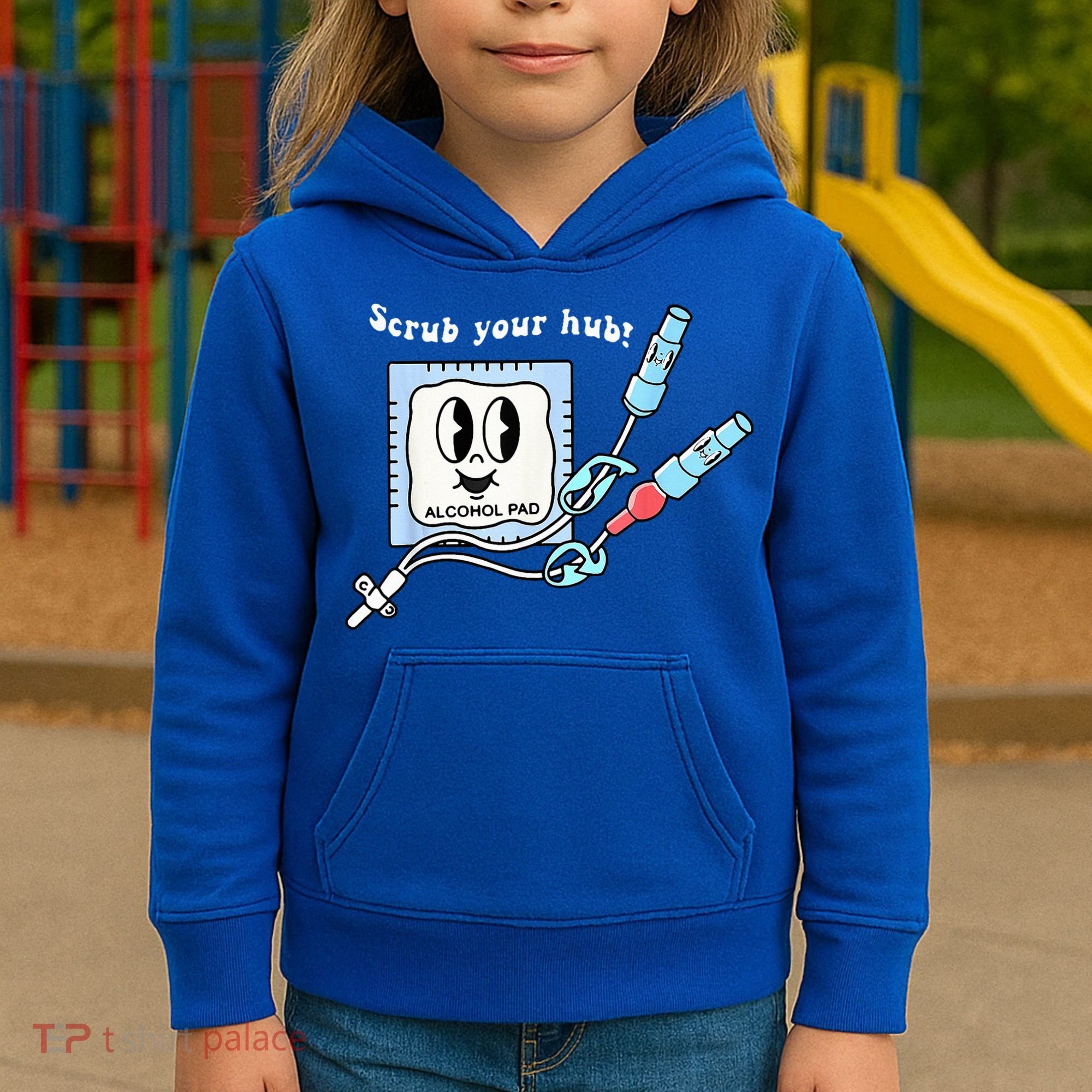 Cute Retro Nurse Scrub Your Hub Funny Peds ER Icu Rn Student Kids Hoodie