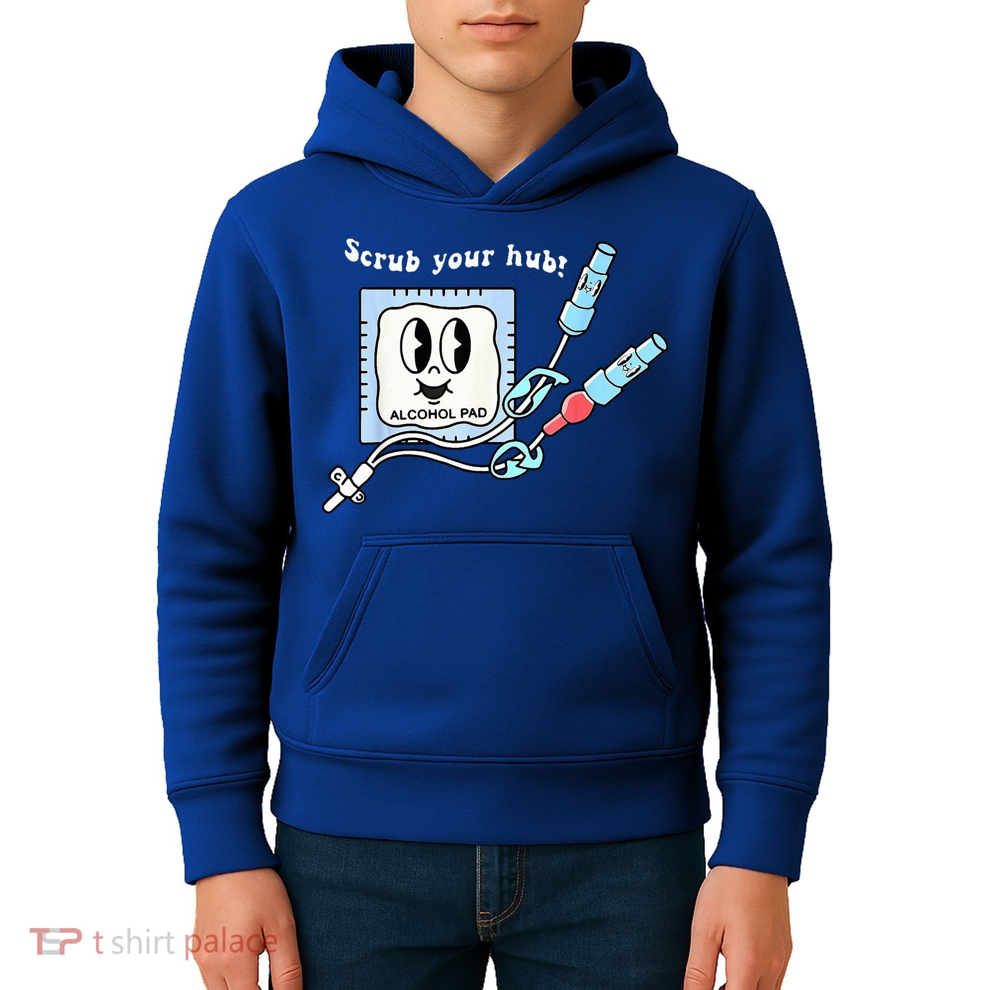 Cute Retro Nurse Scrub Your Hub Funny Peds ER Icu Rn Student Kids Hoodie