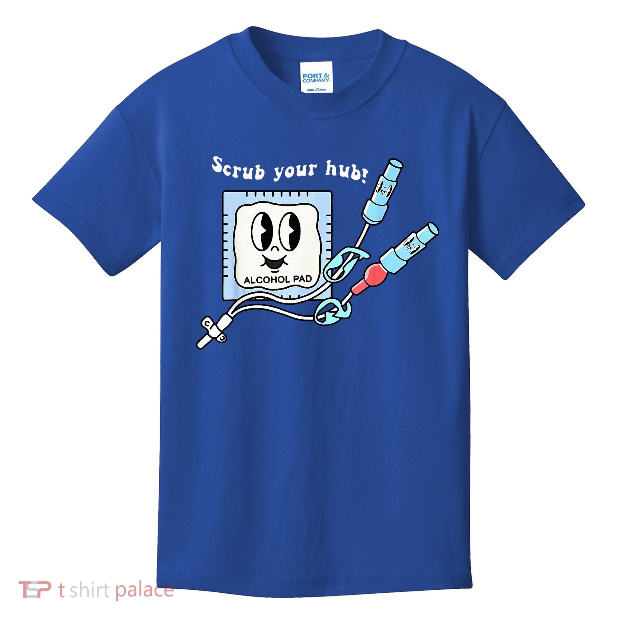 Cute Retro Nurse Scrub Your Hub Funny Peds ER Icu Rn Student Kids T-Shirt