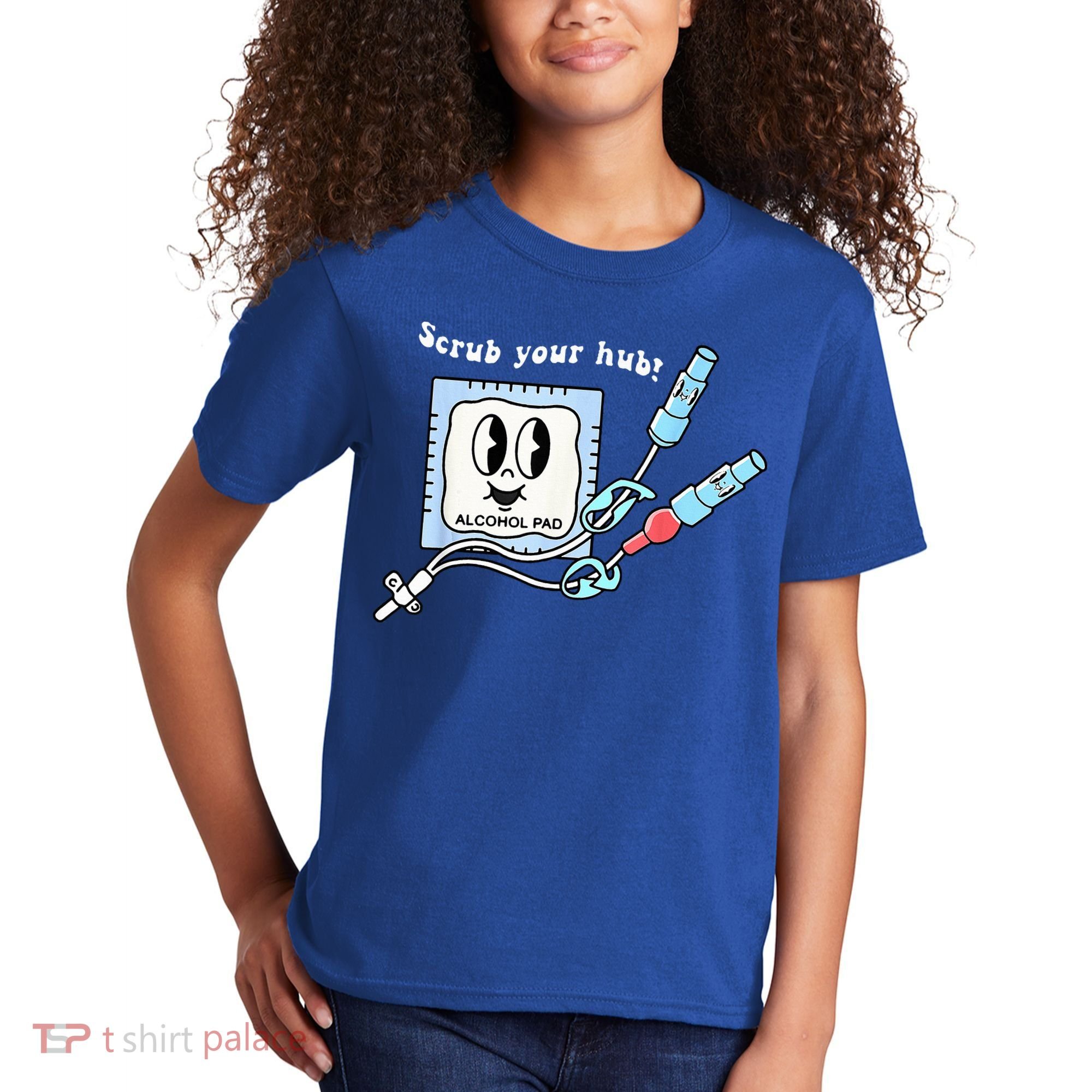 Cute Retro Nurse Scrub Your Hub Funny Peds ER Icu Rn Student Kids T-Shirt