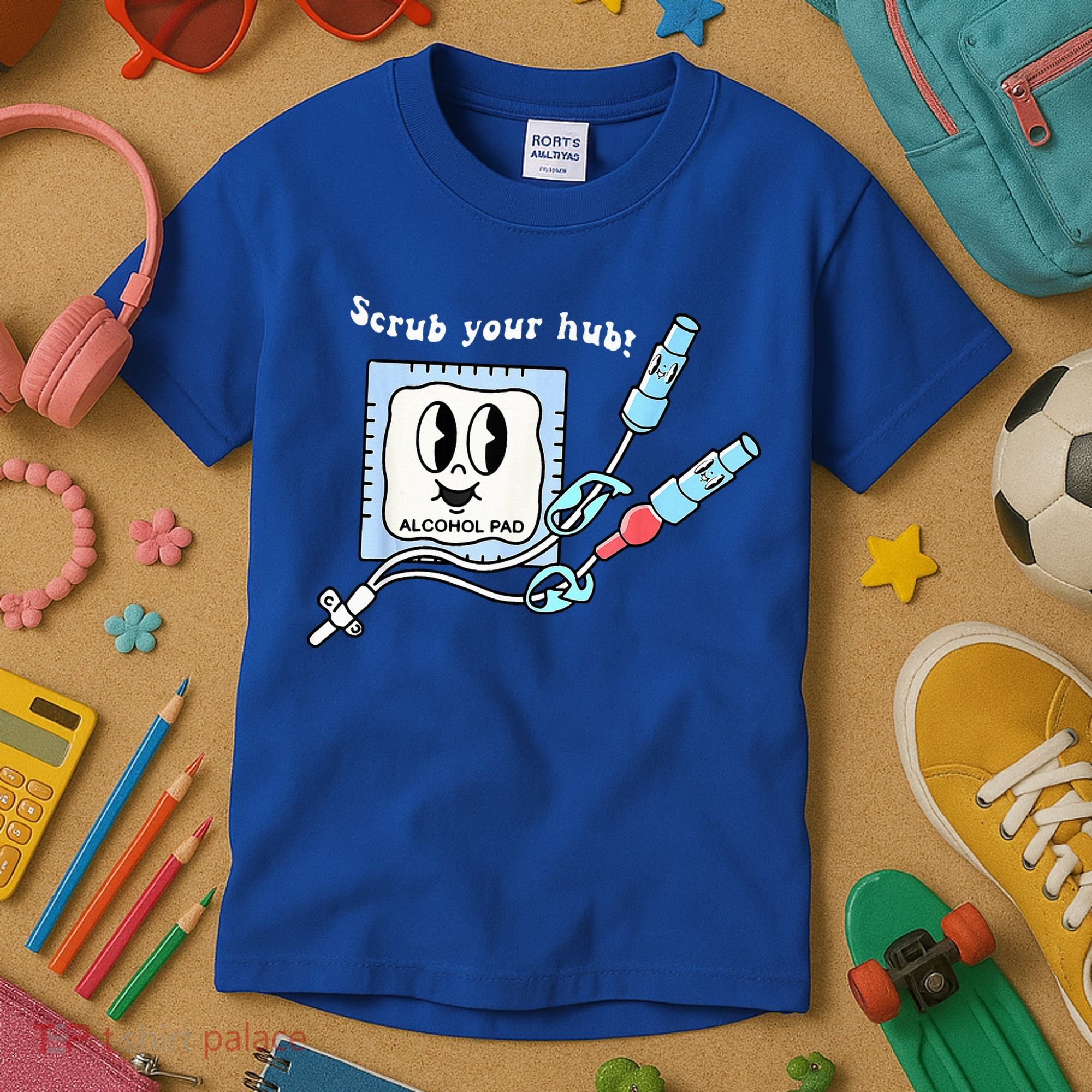 Cute Retro Nurse Scrub Your Hub Funny Peds ER Icu Rn Student Kids T-Shirt