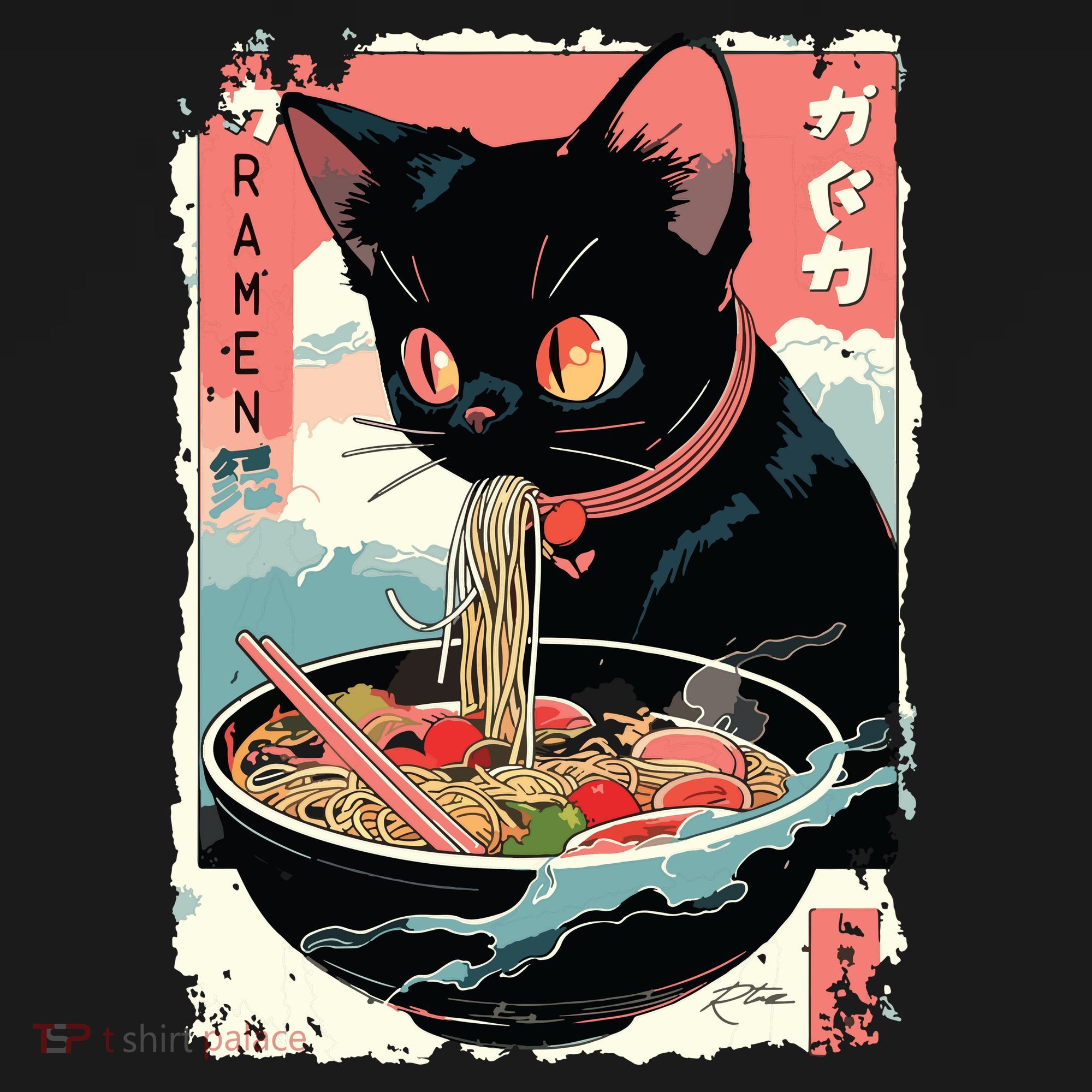 Cat Ramen Noodle Japanese Anime Manga Ramen Kawaii Cat T-Shirt
