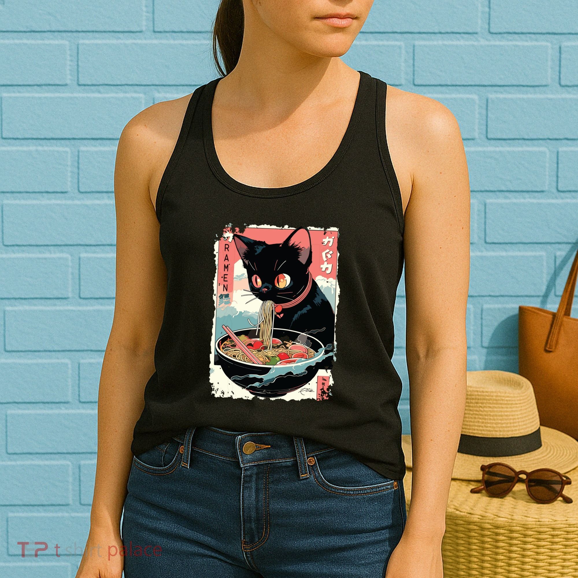 Cat Ramen Noodle Japanese Anime Manga Ramen Kawaii Cat Women's Tank Top