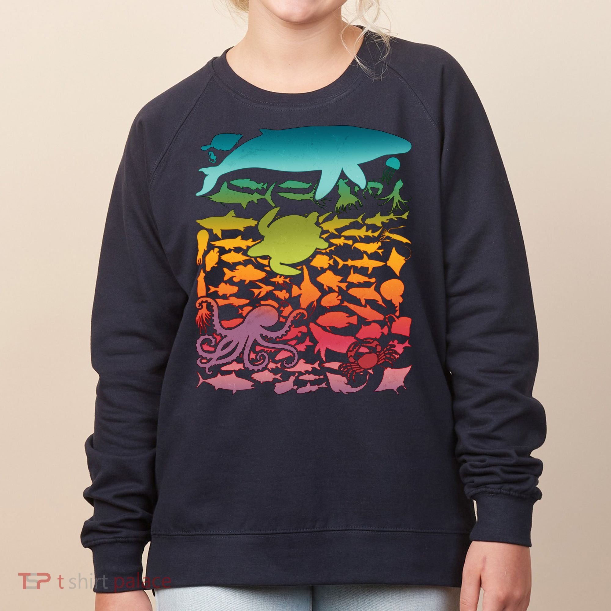 Cool Rainbow Ocean Sea Life Women's Sweatshirt