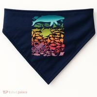 Cool Rainbow Ocean Sea Life USA-Made Doggie Bandana thumb 0