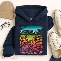 Cool Rainbow Ocean Sea Life Hoodie thumb 4