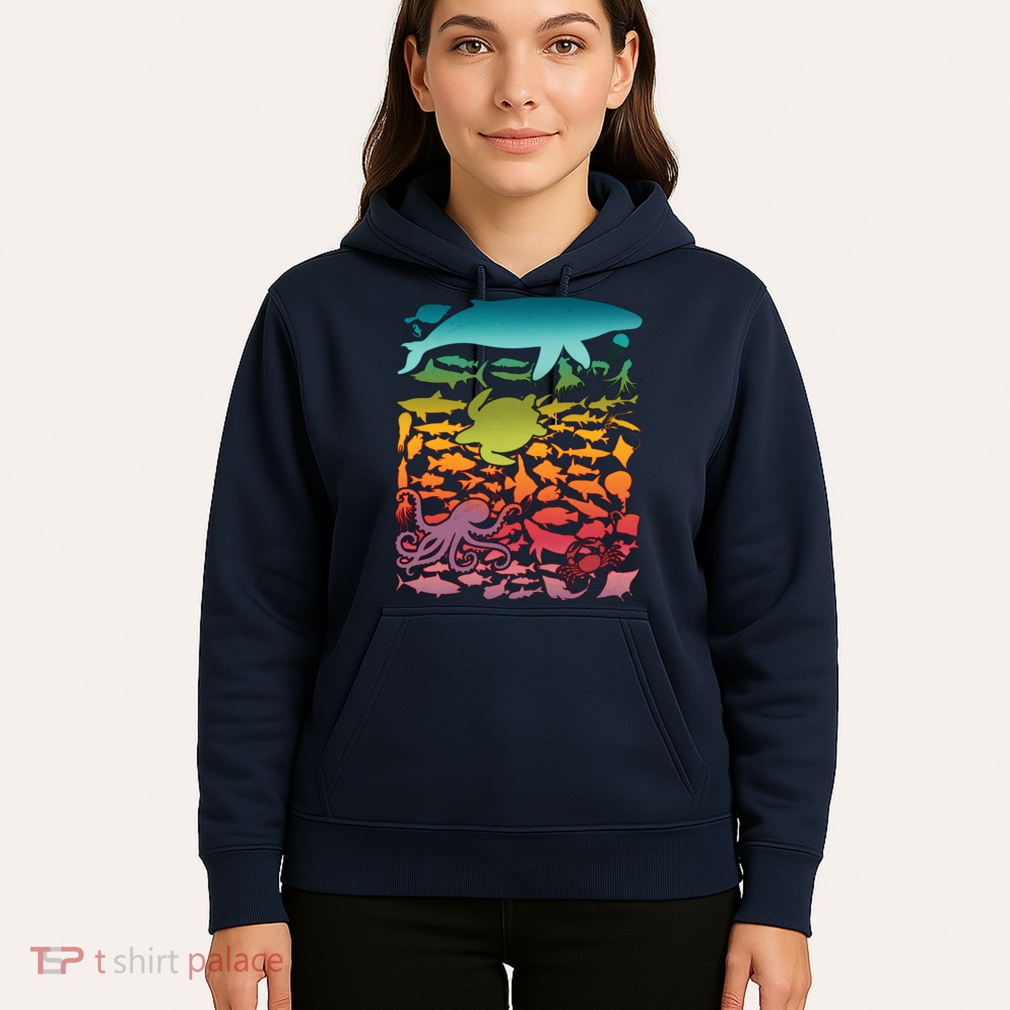 Cool Rainbow Ocean Sea Life Hoodie