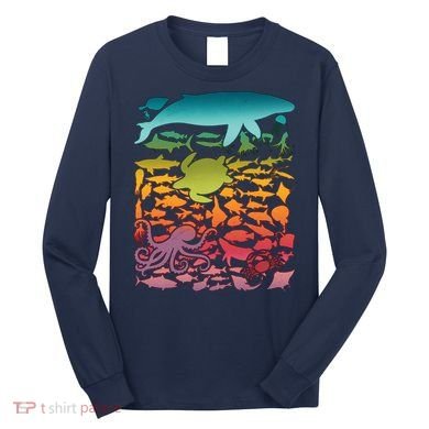 Cool Rainbow Ocean Sea Life Long Sleeve Shirt