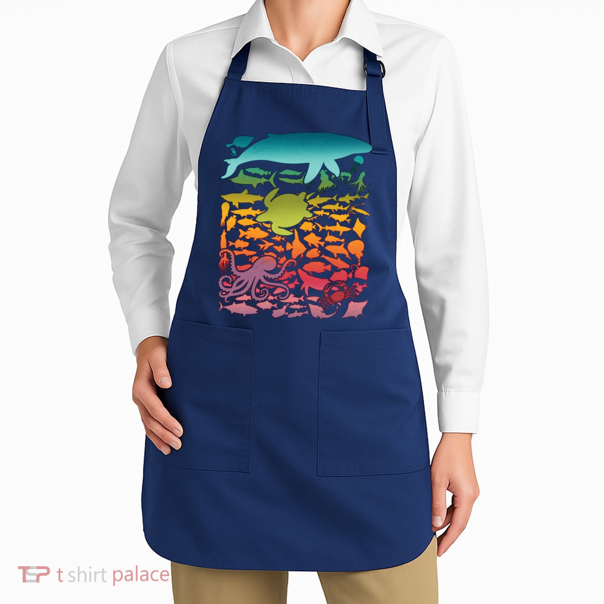 Cool Rainbow Ocean Sea Life Apron