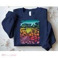Cool Rainbow Ocean Sea Life Sweatshirt thumb 2