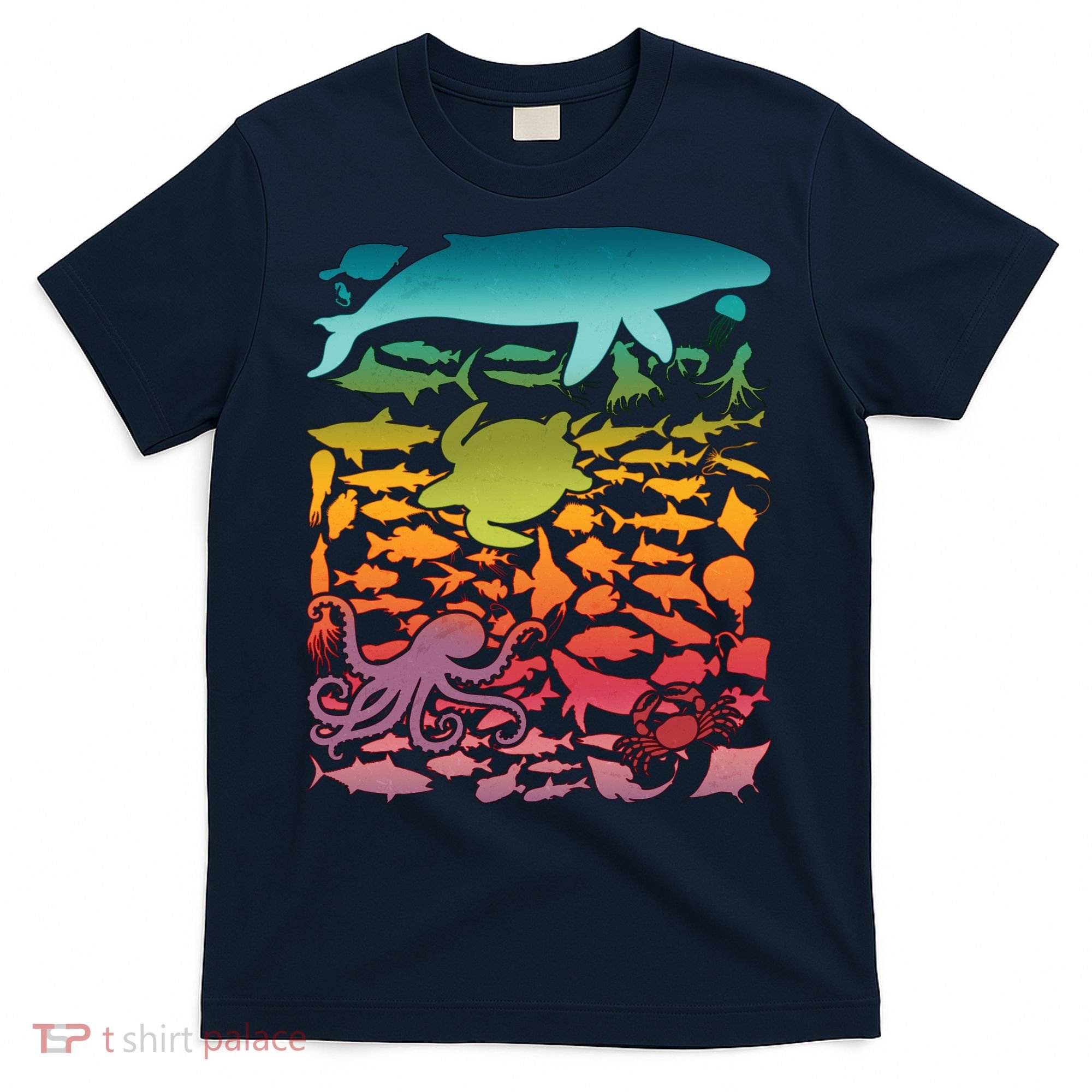 Cool Rainbow Ocean Sea Life T-Shirt