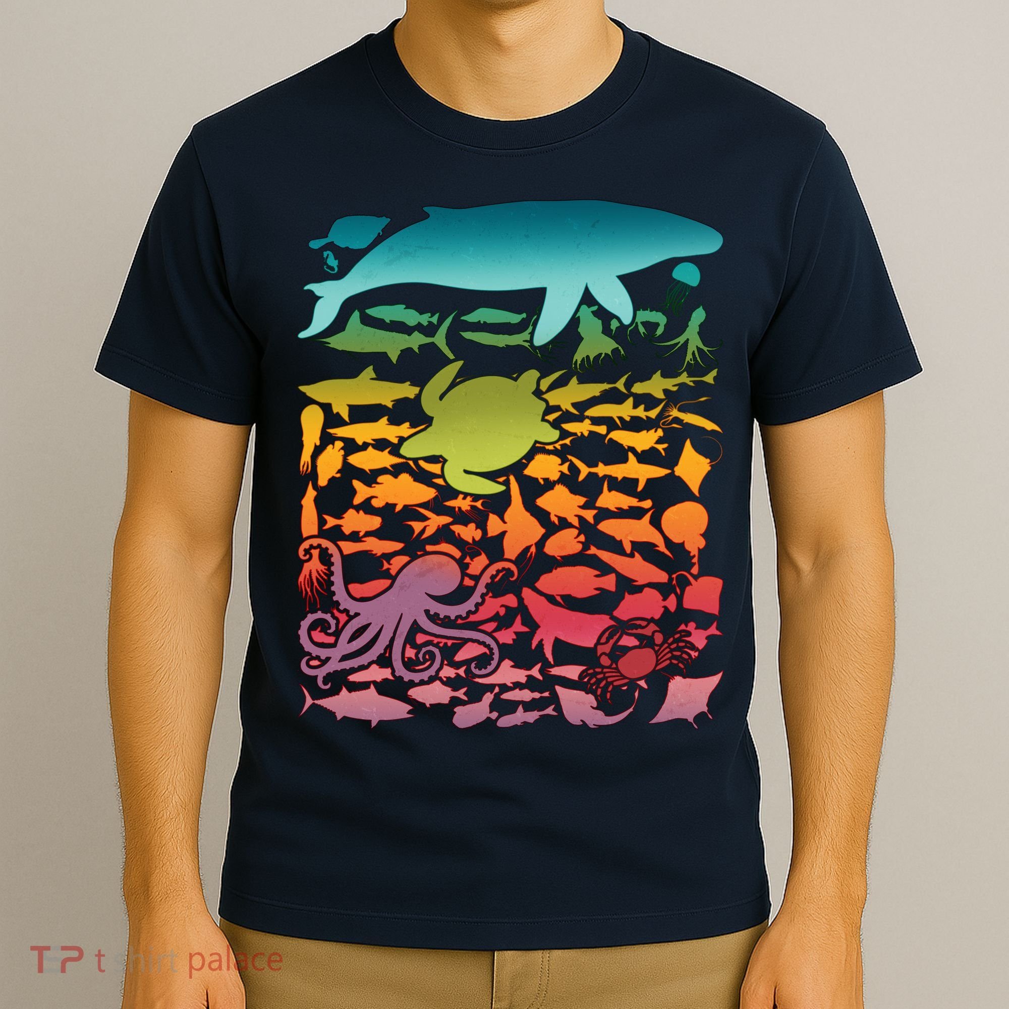 Cool Rainbow Ocean Sea Life T-Shirt