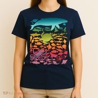 Cool Rainbow Ocean Sea Life T-Shirt thumb 4