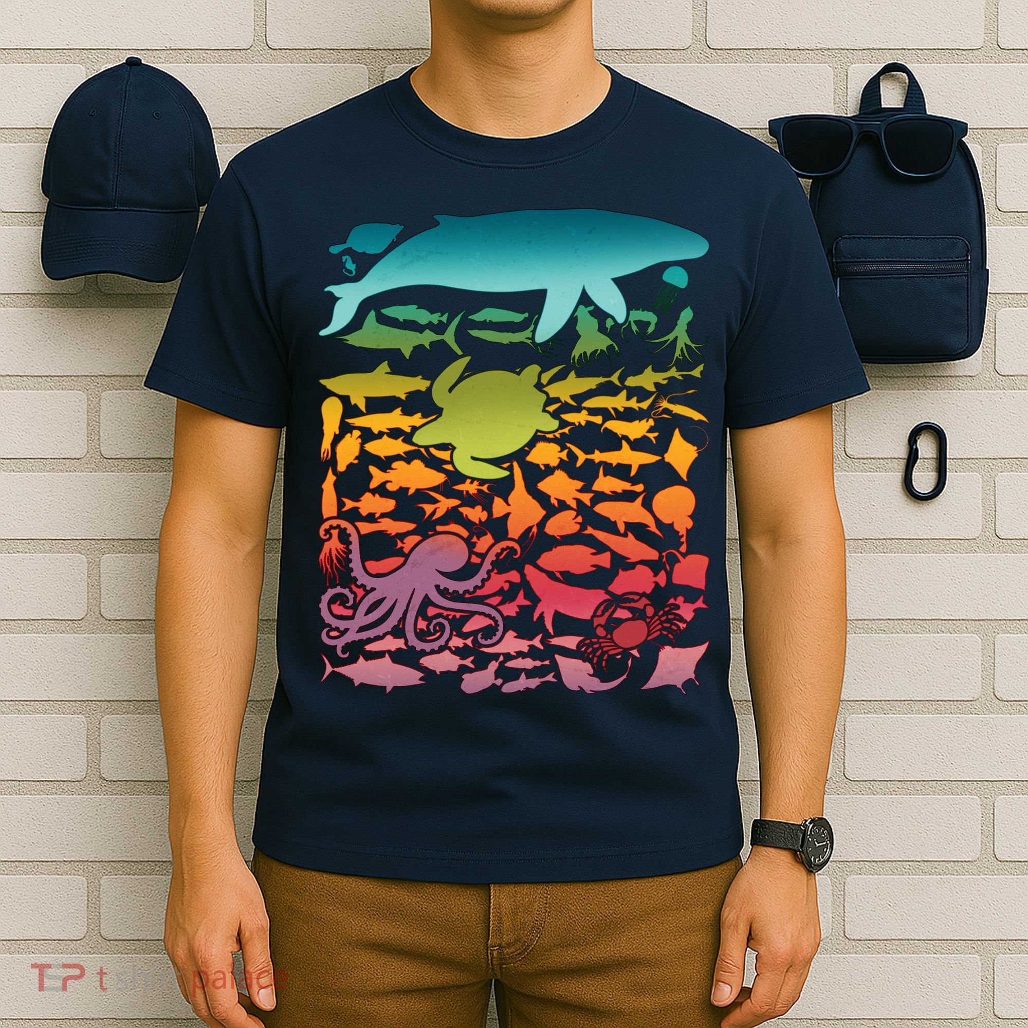 Cool Rainbow Ocean Sea Life T-Shirt