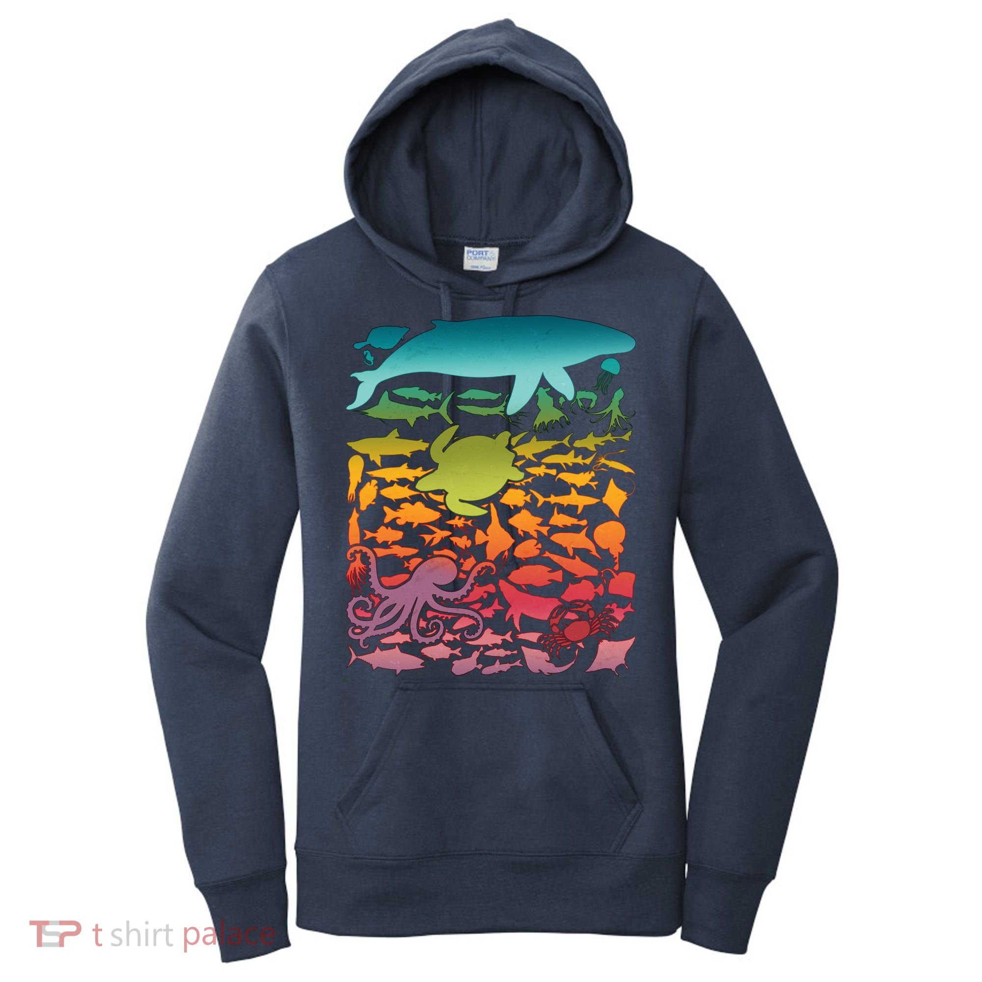 Cool Rainbow Ocean Sea Life Women's Hoodie