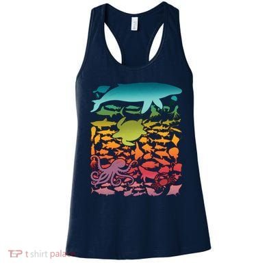 Cool Rainbow Ocean Sea Life Women's Tank Top